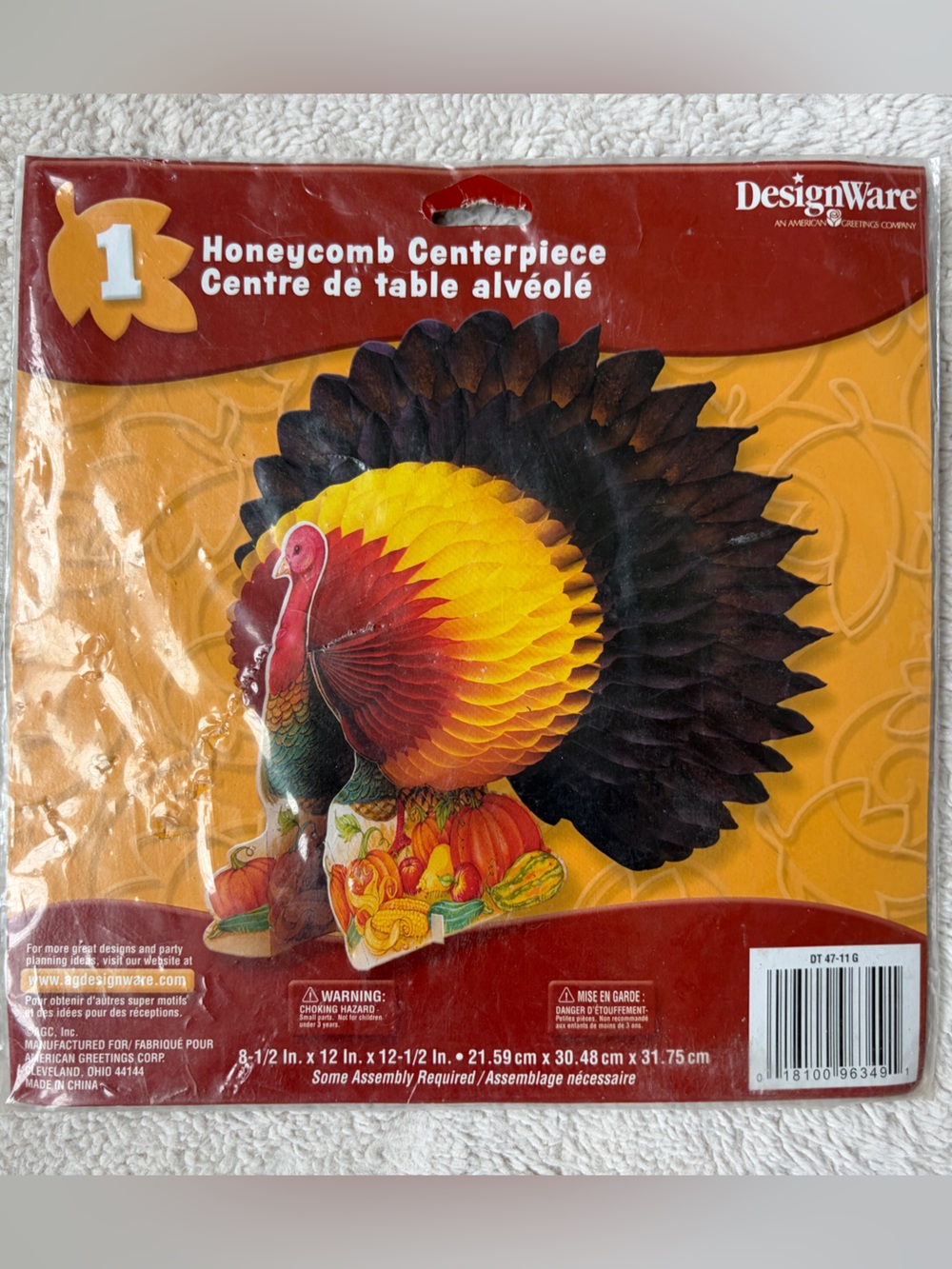 Vintage New in Package Designware Thanksgiving Turkey Honeycomb Centerpiece